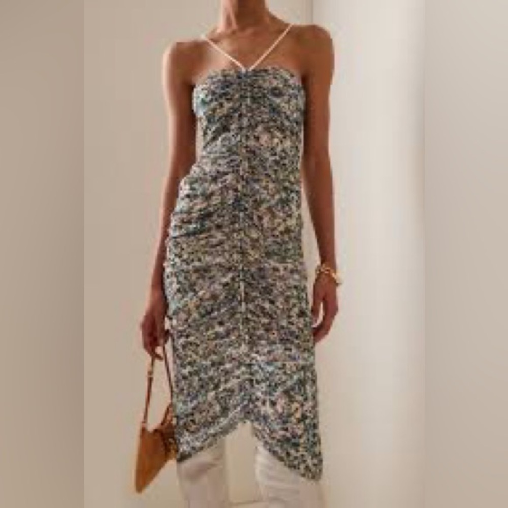 Isabel Marant Etoile Falone Ruched Chiffon Bodycon Midi Dress Sz-34/2